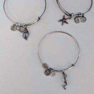🌊 Alex & Ani Coastal Charm Bracelets | Silver Tone | Mermaid, Starfish, Seashel